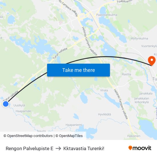 Rengon Palvelupiste E to Kktavastia Turenki! map