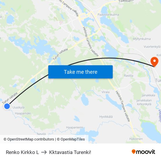 Renko Kirkko L to Kktavastia Turenki! map