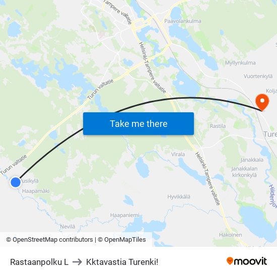 Rastaanpolku L to Kktavastia Turenki! map