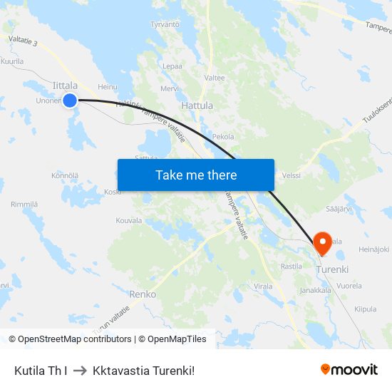 Kutila Th I to Kktavastia Turenki! map