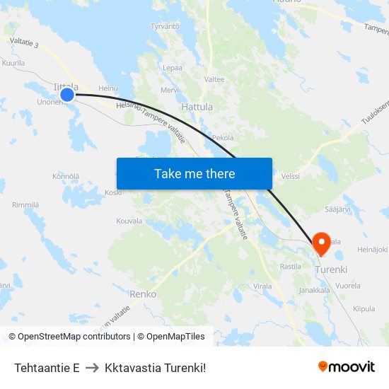 Tehtaantie E to Kktavastia Turenki! map
