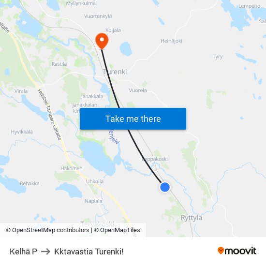Kelhä P to Kktavastia Turenki! map