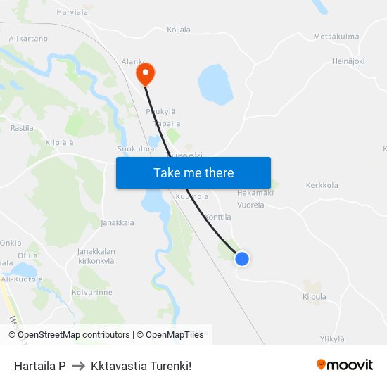 Hartaila P to Kktavastia Turenki! map