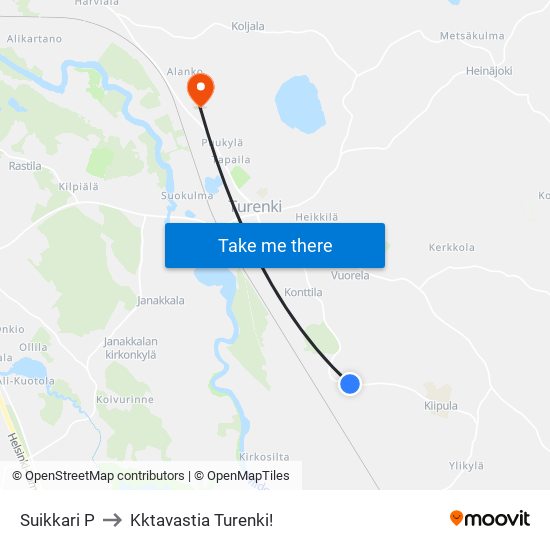 Suikkari P to Kktavastia Turenki! map