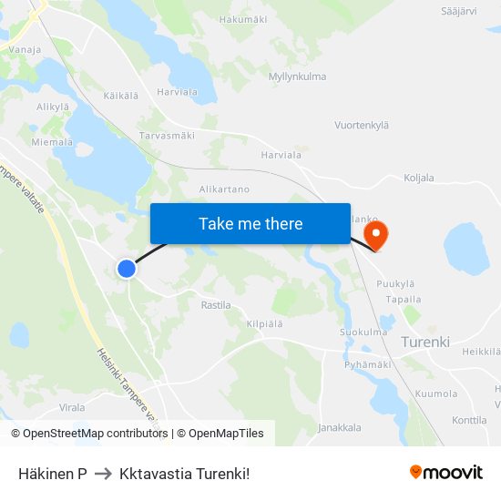 Häkinen P to Kktavastia Turenki! map