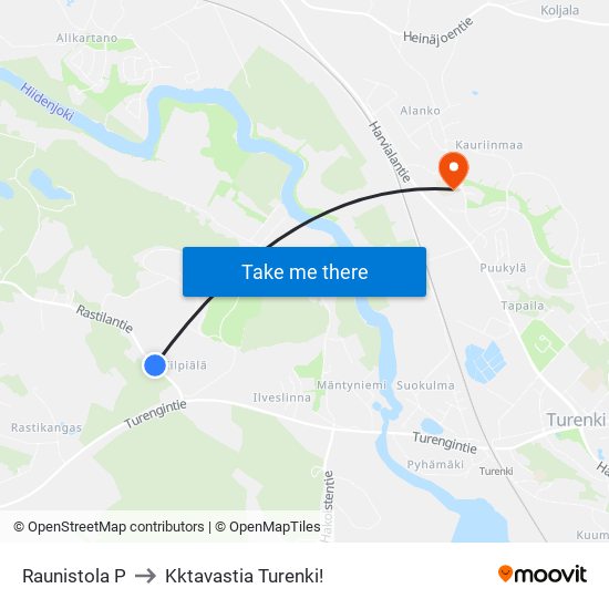 Raunistola P to Kktavastia Turenki! map
