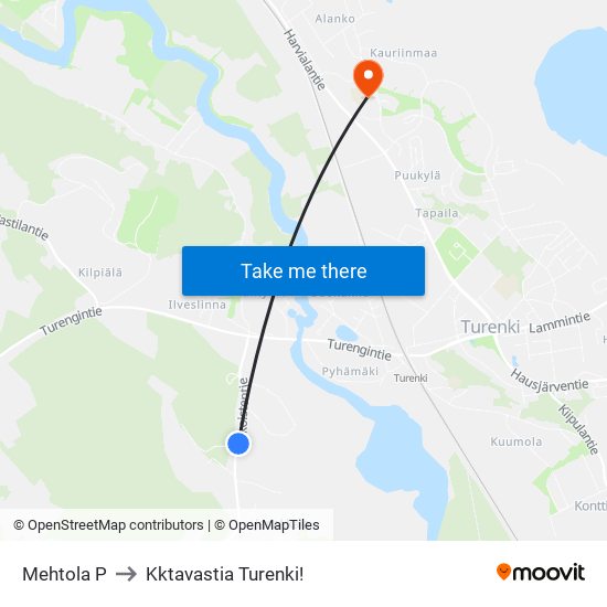 Mehtola P to Kktavastia Turenki! map