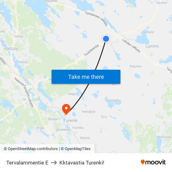 Tervalammentie E to Kktavastia Turenki! map