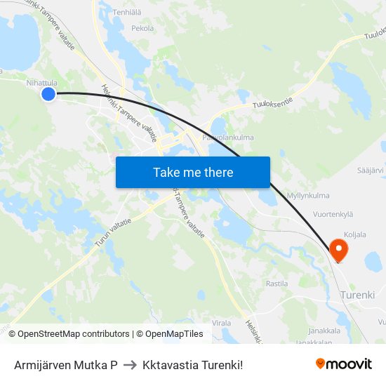 Armijärven Mutka P to Kktavastia Turenki! map