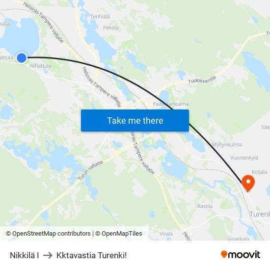 Nikkilä I to Kktavastia Turenki! map
