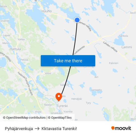 Pyhäjärvenkuja to Kktavastia Turenki! map