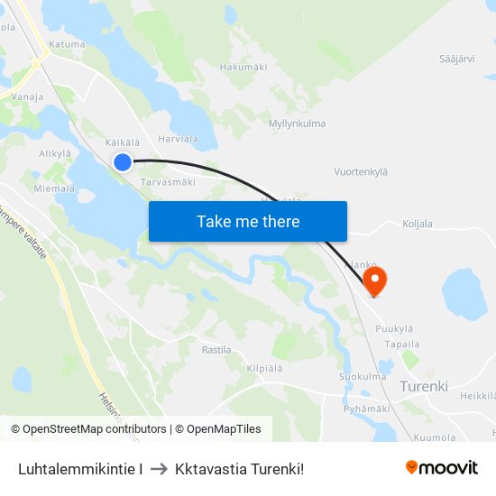 Luhtalemmikintie I to Kktavastia Turenki! map