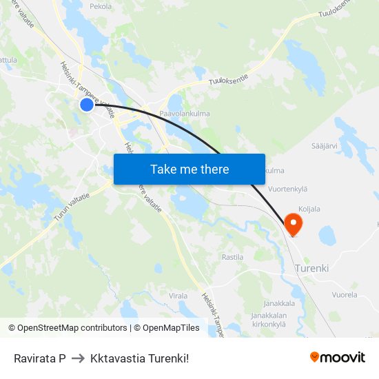 Ravirata P to Kktavastia Turenki! map