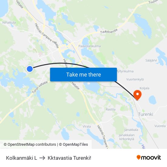 Kolkanmäki L to Kktavastia Turenki! map
