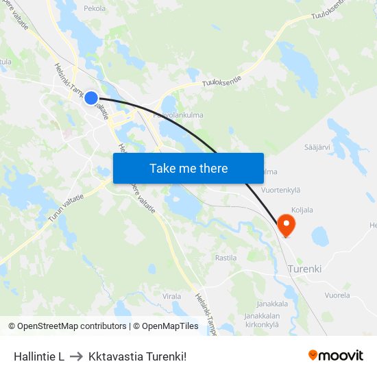 Hallintie L to Kktavastia Turenki! map
