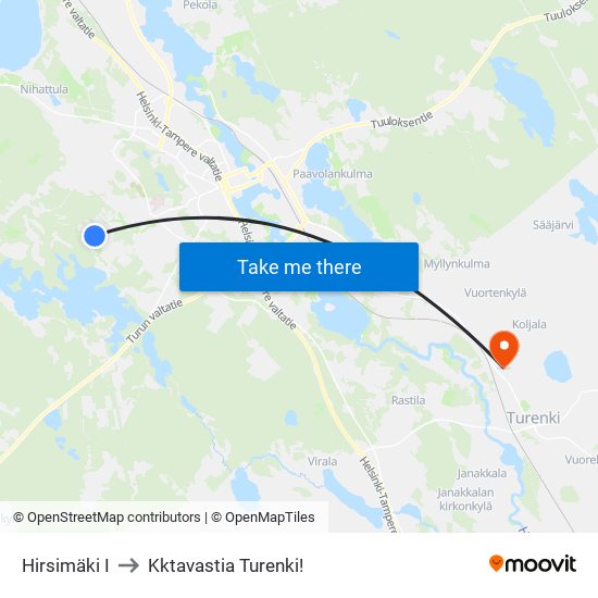 Hirsimäki I to Kktavastia Turenki! map