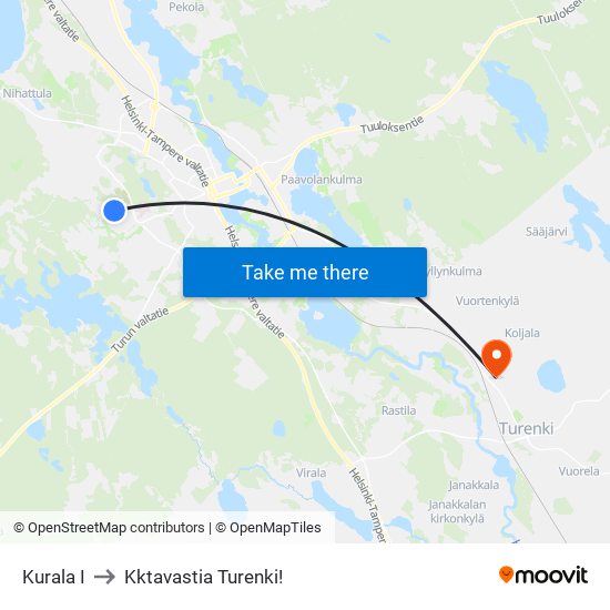 Kurala I to Kktavastia Turenki! map