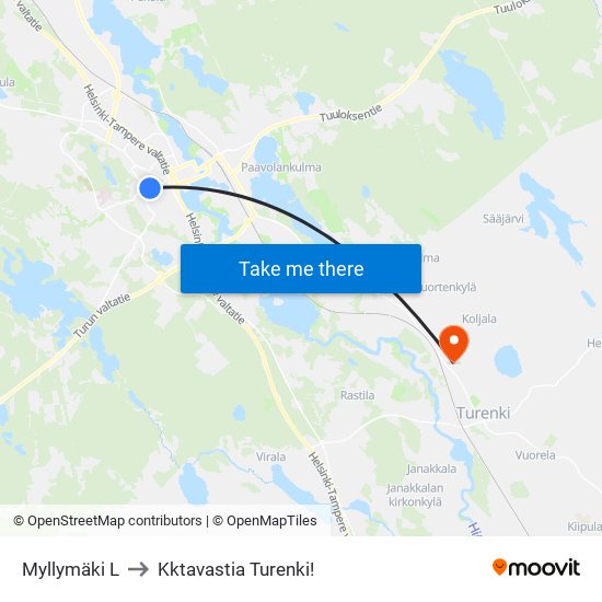 Myllymäki L to Kktavastia Turenki! map