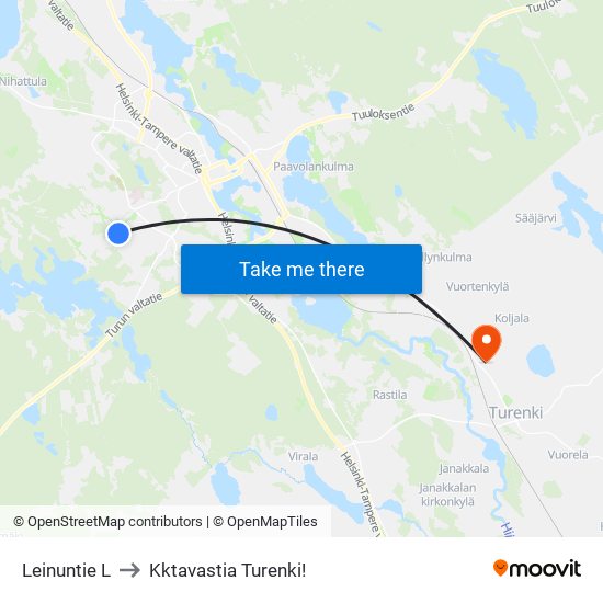 Leinuntie L to Kktavastia Turenki! map