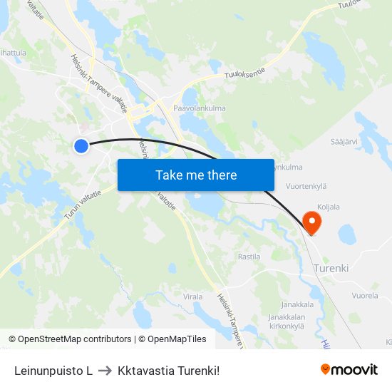 Leinunpuisto L to Kktavastia Turenki! map
