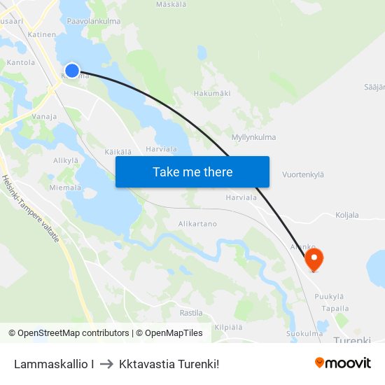 Lammaskallio I to Kktavastia Turenki! map