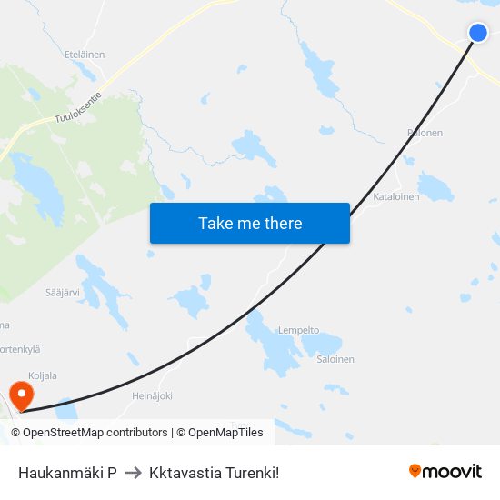 Haukanmäki P to Kktavastia Turenki! map