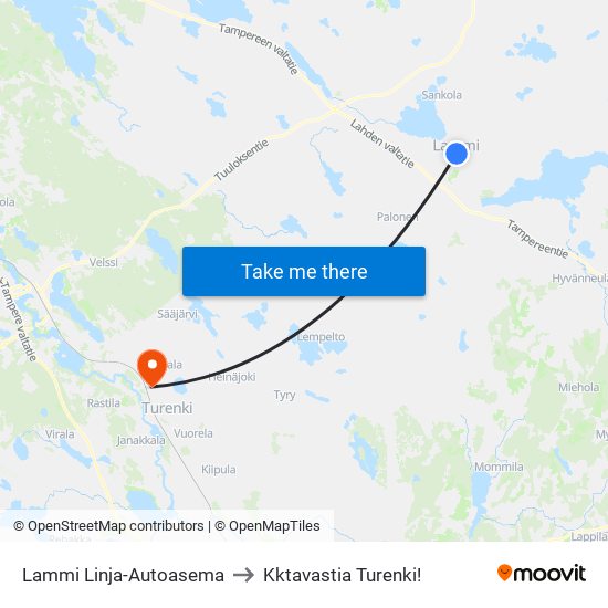 Lammi Linja-Autoasema to Kktavastia Turenki! map