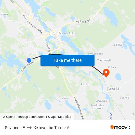 Suvirinne E to Kktavastia Turenki! map