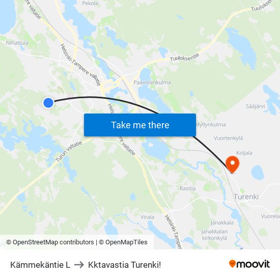 Kämmekäntie L to Kktavastia Turenki! map