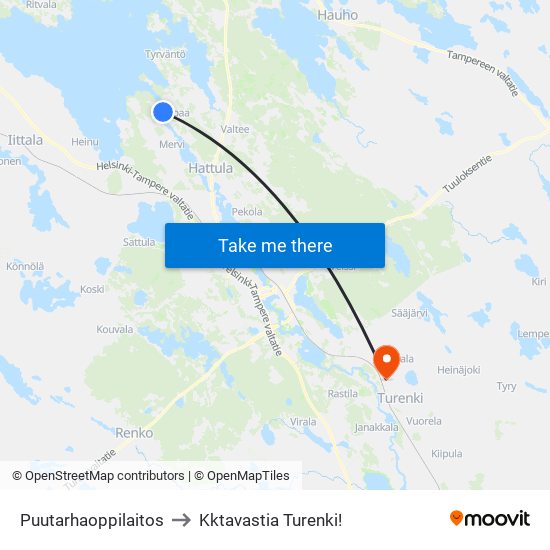 Puutarhaoppilaitos to Kktavastia Turenki! map