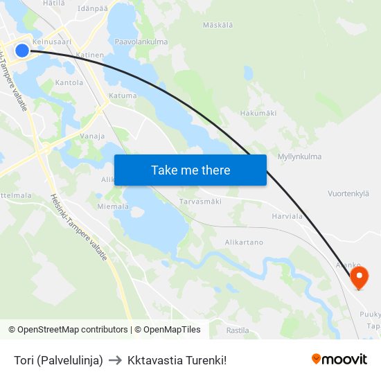 Tori (Palvelulinja) to Kktavastia Turenki! map
