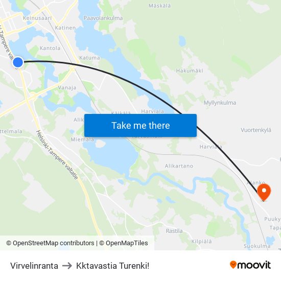 Virvelinranta to Kktavastia Turenki! map