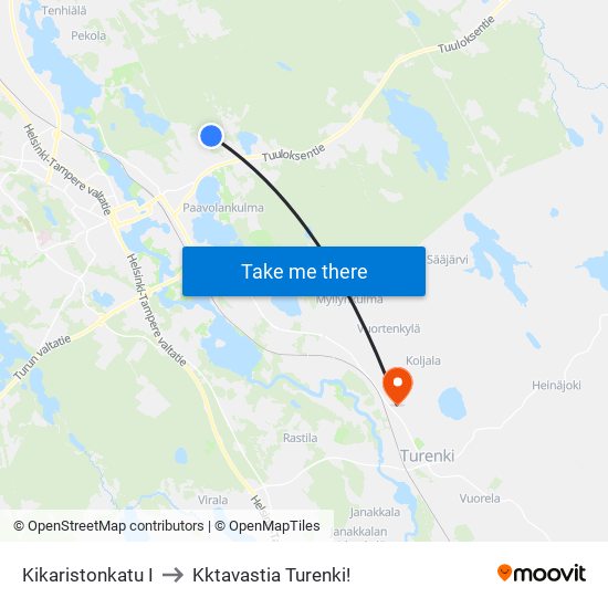 Kikaristonkatu I to Kktavastia Turenki! map