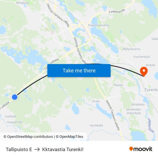 Tallipuisto E to Kktavastia Turenki! map