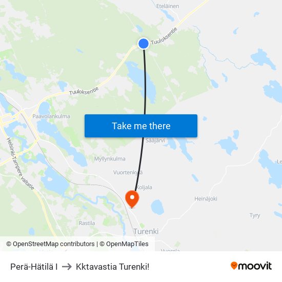 Perä-Hätilä I to Kktavastia Turenki! map