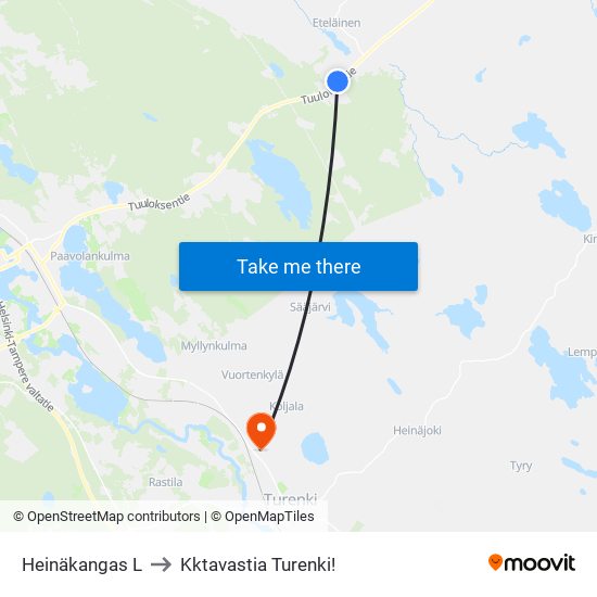 Heinäkangas L to Kktavastia Turenki! map
