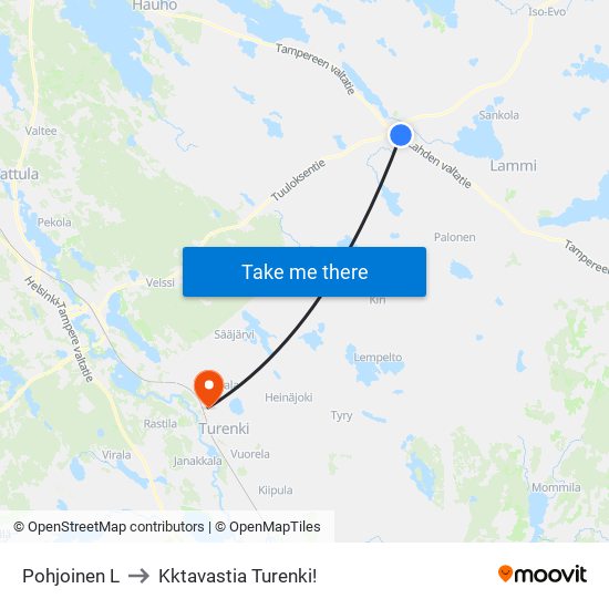 Pohjoinen L to Kktavastia Turenki! map