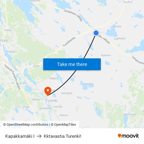 Kapakkamäki I to Kktavastia Turenki! map