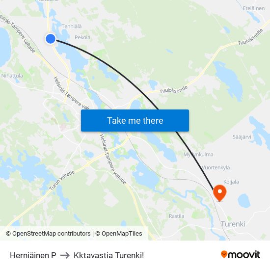 Herniäinen P to Kktavastia Turenki! map