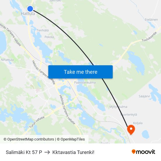 Salimäki Kt 57 P to Kktavastia Turenki! map