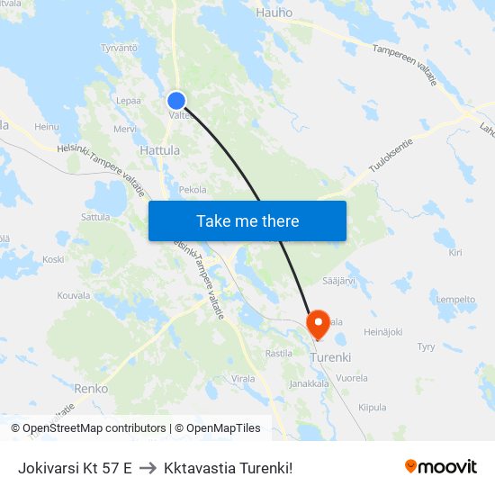 Jokivarsi Kt 57 E to Kktavastia Turenki! map