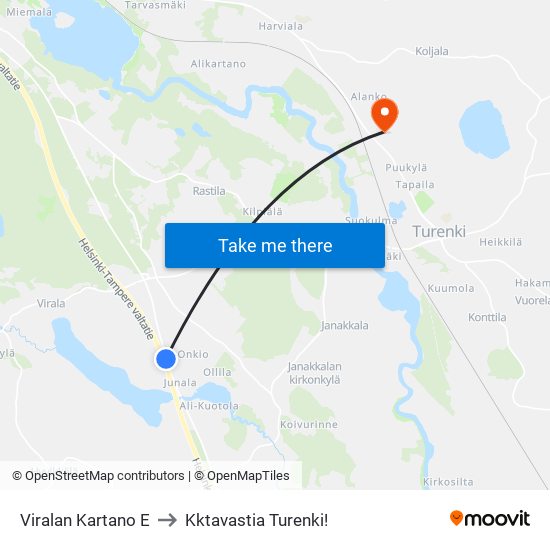 Viralan Kartano E to Kktavastia Turenki! map