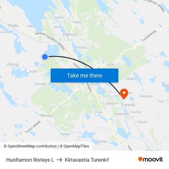 Huoltamon Risteys L to Kktavastia Turenki! map