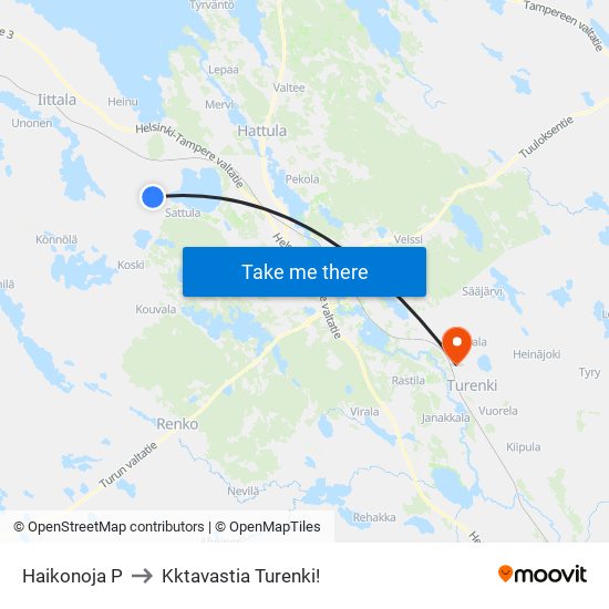 Haikonoja P to Kktavastia Turenki! map