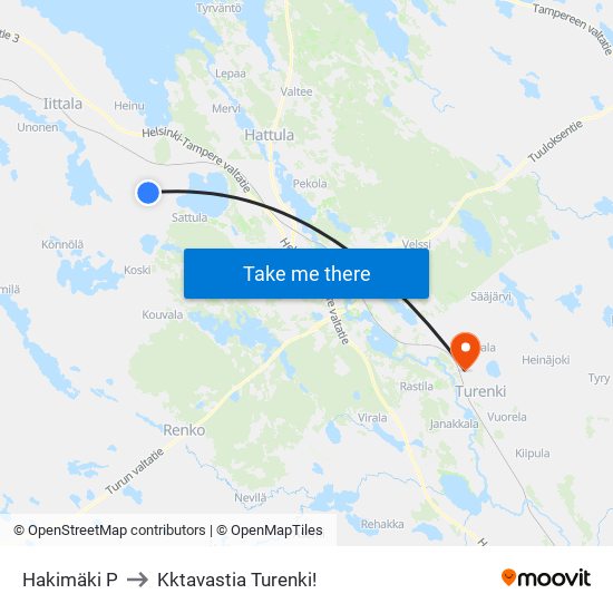 Hakimäki P to Kktavastia Turenki! map