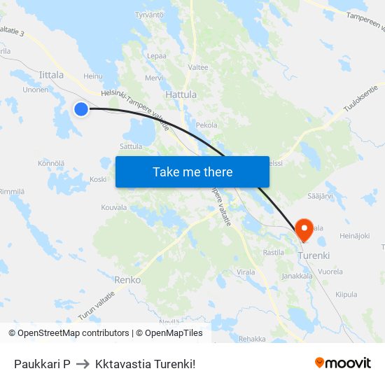 Paukkari P to Kktavastia Turenki! map