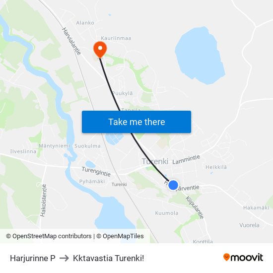 Harjurinne P to Kktavastia Turenki! map