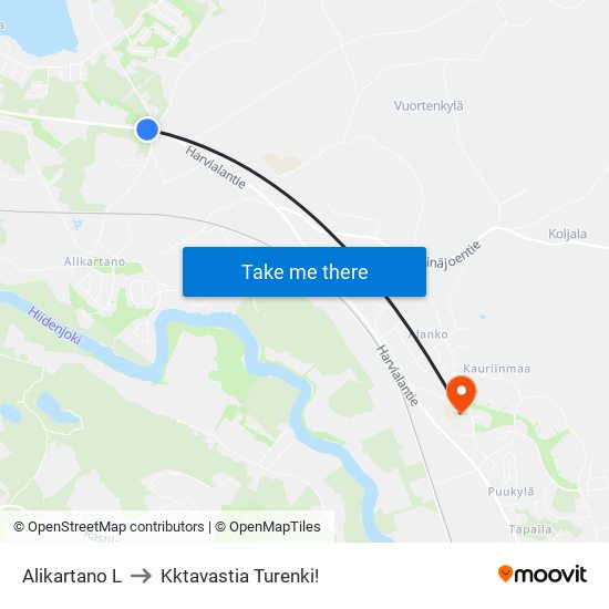 Alikartano L to Kktavastia Turenki! map