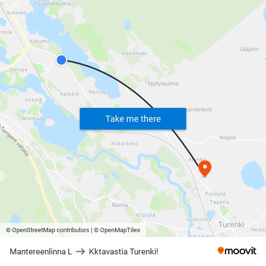 Mantereenlinna L to Kktavastia Turenki! map