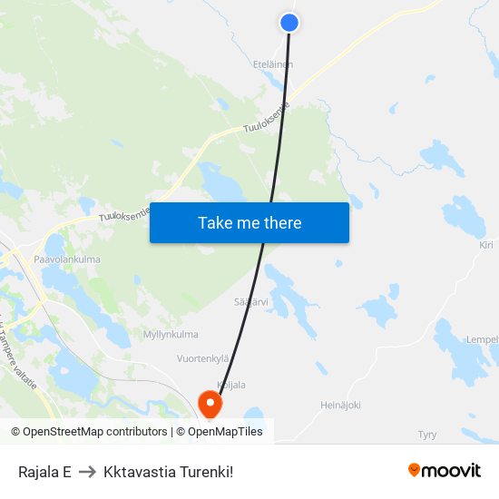 Rajala E to Kktavastia Turenki! map